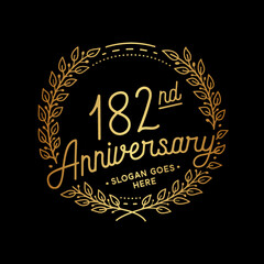 182 years anniversary celebrations design template. 182nd logo. Vector and illustrations.
