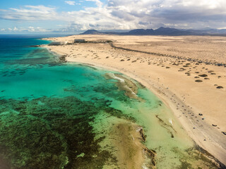 view of the sea and beach from Fuerteventura