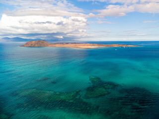 view of the Lobos island from the sea