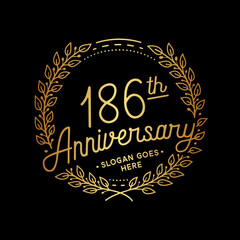186 years anniversary celebrations design template. 186th logo. Vector and illustrations.
