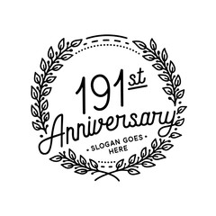 191 years anniversary celebrations design template. 191st logo. Vector and illustrations.
