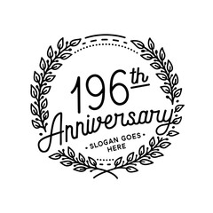 196 years anniversary celebrations design template. 196th logo. Vector and illustrations.
