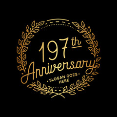 197 years anniversary celebrations design template. 197th logo. Vector and illustrations.
