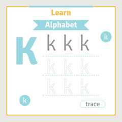 Alphabet letter tracing worksheet for kids preschool illustration learning activity for kids back to school alphabet coloring book