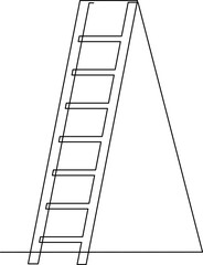 Ladder, step-ladder, structure for climbing up. Continuous line drawing. Vector illustration.