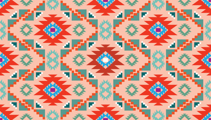 Colorful tribal boho mexican geometrical print. Abstract seamless aztec, mayan, navajo, latino pattern Ethnic hipster background indian, american, asian texture. Vector illustration
