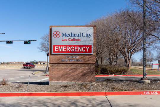 Irving, Texas, USA - March 20, 2022: The sign of Medical City Las Colinas is seen in Irving, Texas, USA. Medical City Las Colinas is a full-service, acute care hospital. 