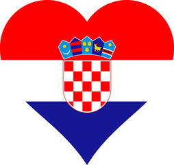 Croatia Heart Flag. Croatian Love Shape Country Nation National Flag. Republic of Croatia Banner Icon Sign Symbol. Transparent PNG Flattened JPEG JPG.