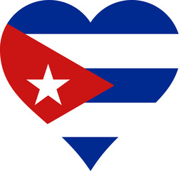 Cuba Heart Flag. Cuban Love Shape Country Nation National Flag. Republic of Cuba Banner Icon Sign Symbol. Transparent PNG Flattened JPEG JPG.