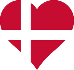 Denmark Heart Flag. Danish Love Shape Country Nation National Flag. Dane Banner Icon Sign Symbol. Transparent PNG Flattened JPEG JPG.