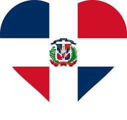 Dominican Republic Heart Flag. Dominican Love Shape Country Nation National Flag. Quisqueyan Banner Icon Sign Symbol. Transparent PNG Flattened JPEG JPG.