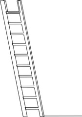 Ladder, step-ladder, structure for climbing up. Continuous line drawing. Vector illustration.