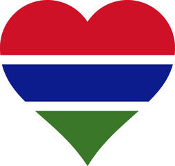 The Gambia Heart Flag. Gambian Love Shape Country Nation National Flag. Republic of The Gambia Banner Icon Sign Symbol. Transparent PNG Flattened JPEG JPG.