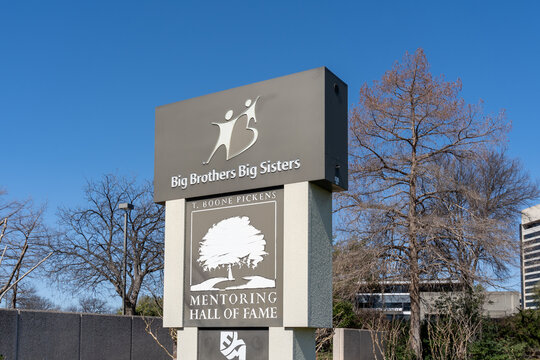 Irving, Texas, USA - March 20, 2022: The Sign Of Big Brothers Big Sisters T. Boone Pickens Mentoring Hall Of Fame In Irving, Texas, USA, A Youth Social Services Organization. 