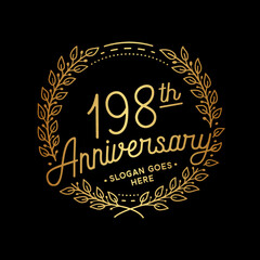 198 years anniversary celebrations design template. 198th logo. Vector and illustrations.
