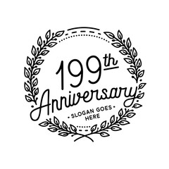 199 years anniversary celebrations design template. 199th logo. Vector and illustrations.
