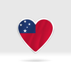 Heart from Samoa flag. Silver button heart and flag template. Easy editing and vector in groups. National flag vector illustration on white background.