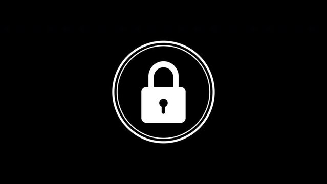 Animated motion graphics of a padlock with circles around it
