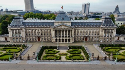 drone photo Royal palace, Koninklijk Paleis van Brussel Brussels belgium europe	