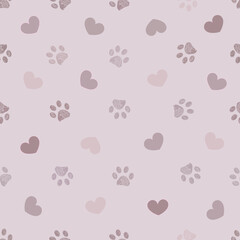 Lilac winter paw seamless fabric design pattern