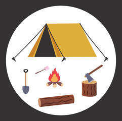 camping icons set