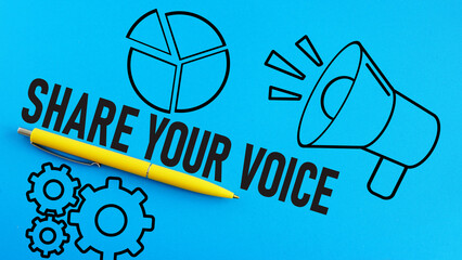 Share your voice is shown using the text