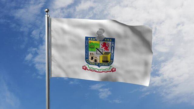 Flag of the State of Nuevo Leon (Mexico) with Sky Background