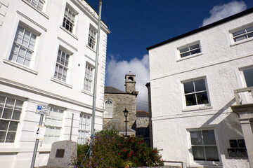 Fototapeta na wymiar St Column Major Cornwall UK 09 22 2023 historic buildings