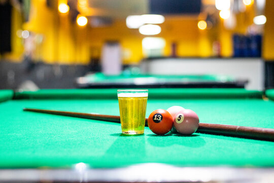 snooker bar with a beer 