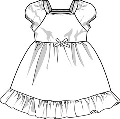 Square Neck Dress Sketch