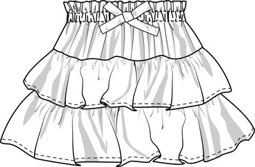 Skirt with Tiers Flat Sketch