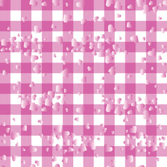 Gingham with Hearts Vector Seamless Pattern