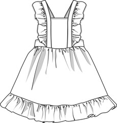 Pinafore with Ruffle Sleeves and Hem