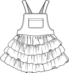 Pinafore Ruffle Skirt Flat Sketch
