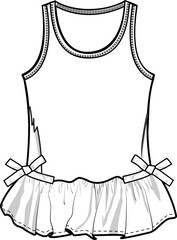 Tank Top with Bows and Ruffle Flounce