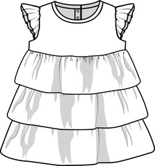 Baby Dress with Tiers and Ruffle Sleeve