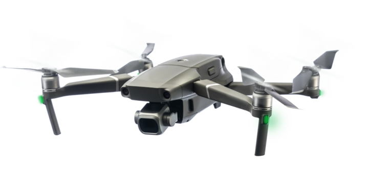 A flying drone isolated on transparency