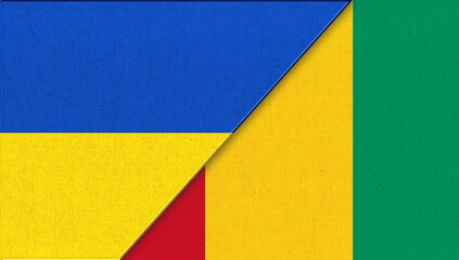 National Symbols of Ukraine and Guinea. Two Countries. Flag of Guine
