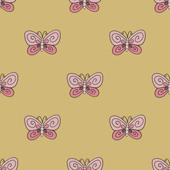 Butterfly vector seamless pattern. Cute repeat background for textile, design, fabric, cover etc.