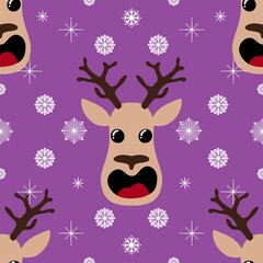 Cartoon winter deer seamless Christmas pattern for gifts box and wrapping and clothes print and kids and fabrics