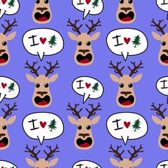 Cartoon winter deer seamless Christmas pattern for gifts box and wrapping and clothes print and kids and fabrics