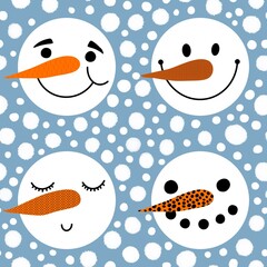 Fototapeta premium Winter ice snowman Christmas pattern for wrapping paper and Noel accessories and kids clothes print and fabrics