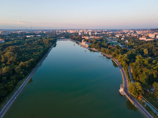 Fototapeta premium Sunset view of Rowing Venue in city of Plovdiv, Bulgaria