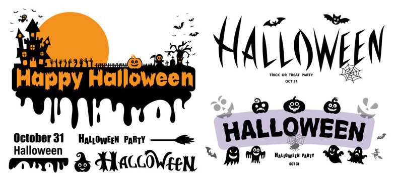 Happy Halloween lettering. Handwritten Halloween typography print for flyer, poster, greeting card, banner. Vector illustration
