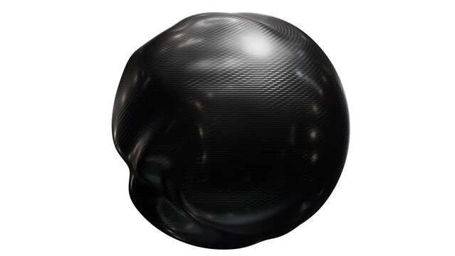 Realistic looping 3D animation of the abstract morphing carbon fiber sphere rendered in UHD with alpha matte