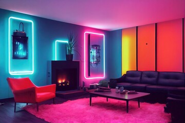 neon light in modern living room