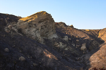 Fototapeta na wymiar Eagle Rock after Palisades Fire, Topanga State Park, Santa Monica Mountains