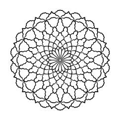 Circular pattern. Ornate mandala. Decorative ornament for tattoo, decoration, stickers, coloring book pages, henna, mehndi.