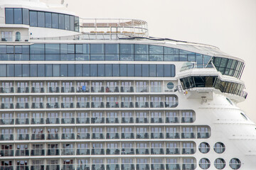 Close-up of front of cruise ship