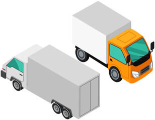 Truck, commercial lorry isolated on white. Delivery, logistics concept. Wagon with trailer for transporting, garbage removal. Vehicle for transpportation and shipping. Delivery of parcels by transport